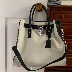 Black and White Michael Kors Large Tote